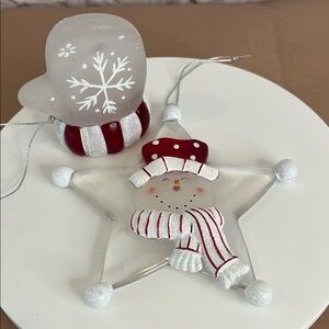 Festive Snowman and Mitten Ornament Set